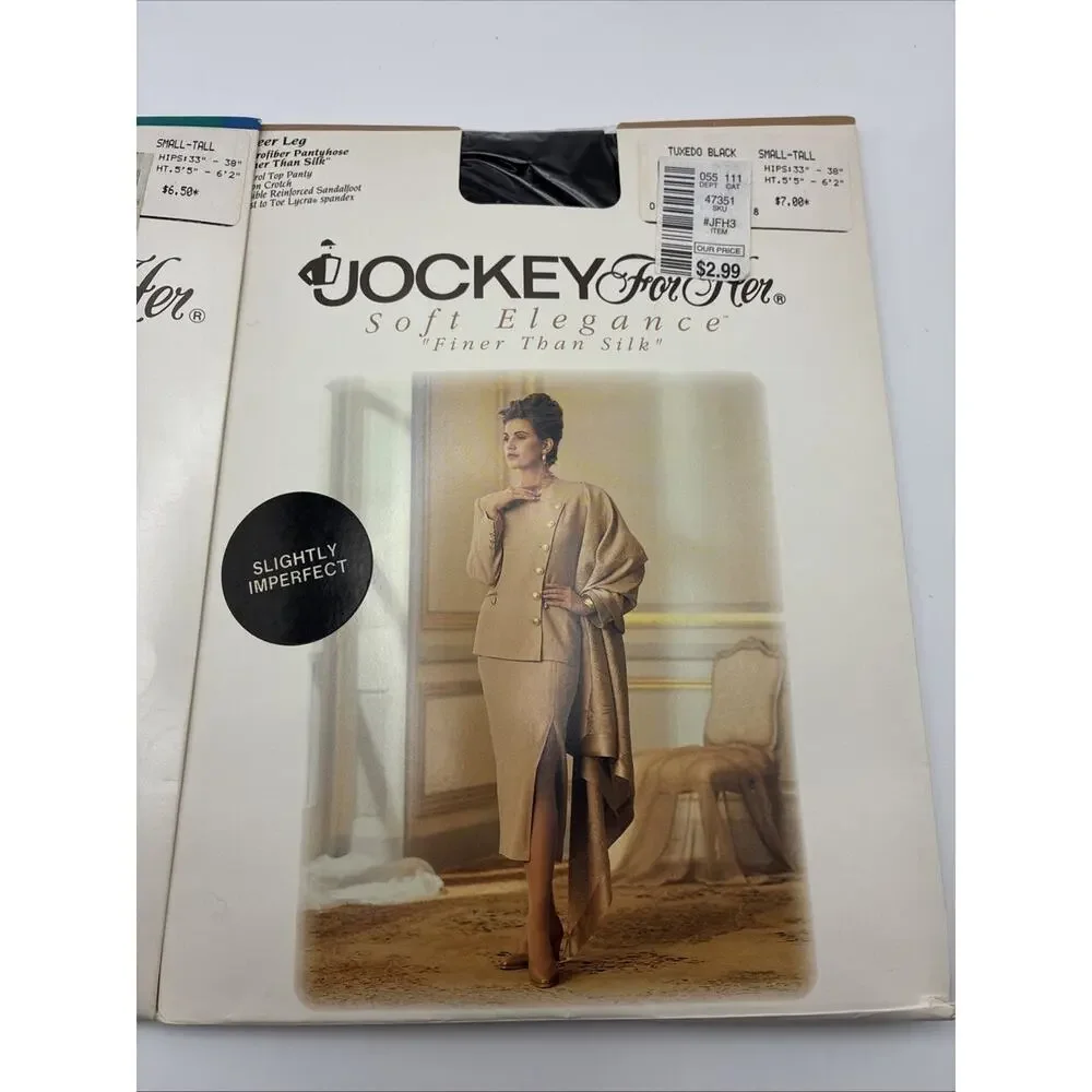 Vintage Jockey For Her Sheer Pantyhose Small Tuxedo Black/ White 1992-1993